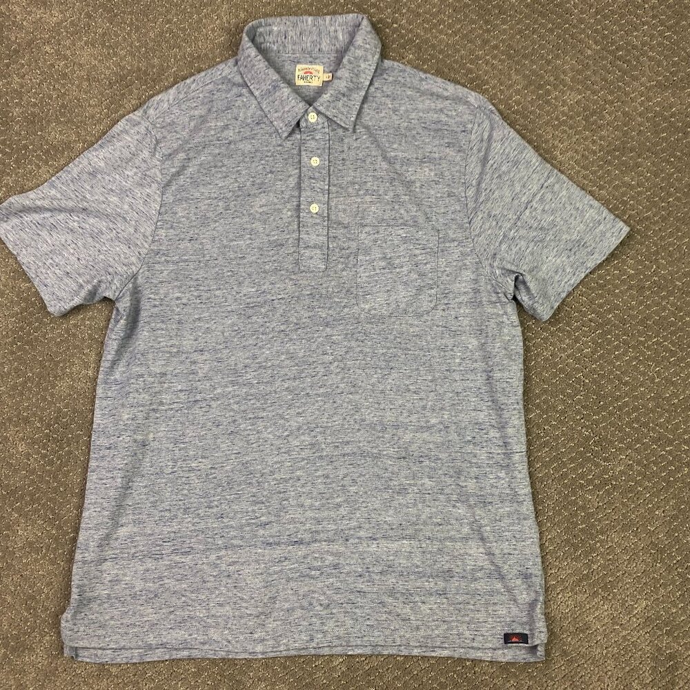 Faherty Polo Shirt Men's Large Heather Blue Movement
